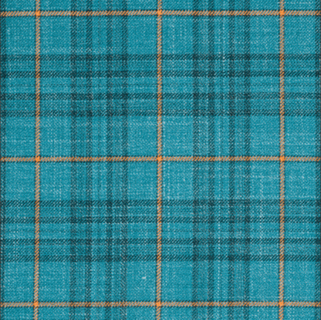 TEAL WINDOWPANE plaid WITH ORANGE deco
