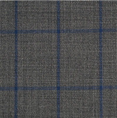 Mid Grey plaid with Blue windowpane