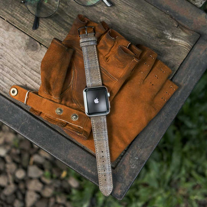 Apple Watch LIGHT BROWN w BLUE/TAN CHECK