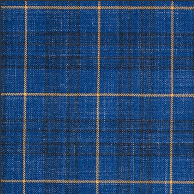 BLUE WINDOWPANE plaid WITH GOLD deco
