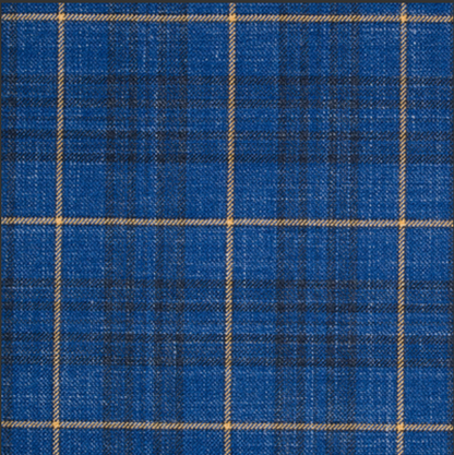 BLUE WINDOWPANE plaid WITH GOLD deco