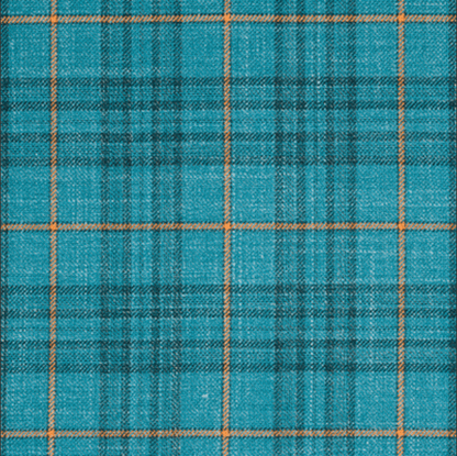 TEAL WINDOWPANE plaid WITH ORANGE deco