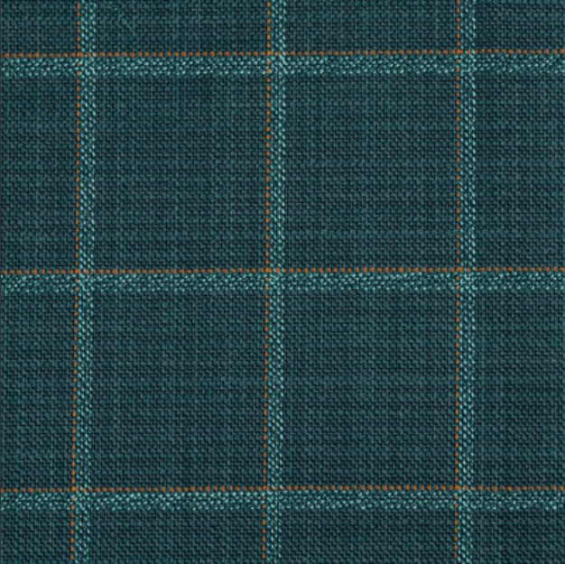 TEAL BLUE WEAVE effect with LIGHT TEAL/ BROWN windowpanes