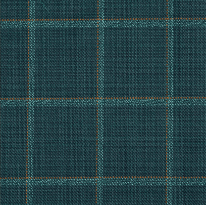 TEAL BLUE WEAVE effect with LIGHT TEAL/ BROWN windowpanes