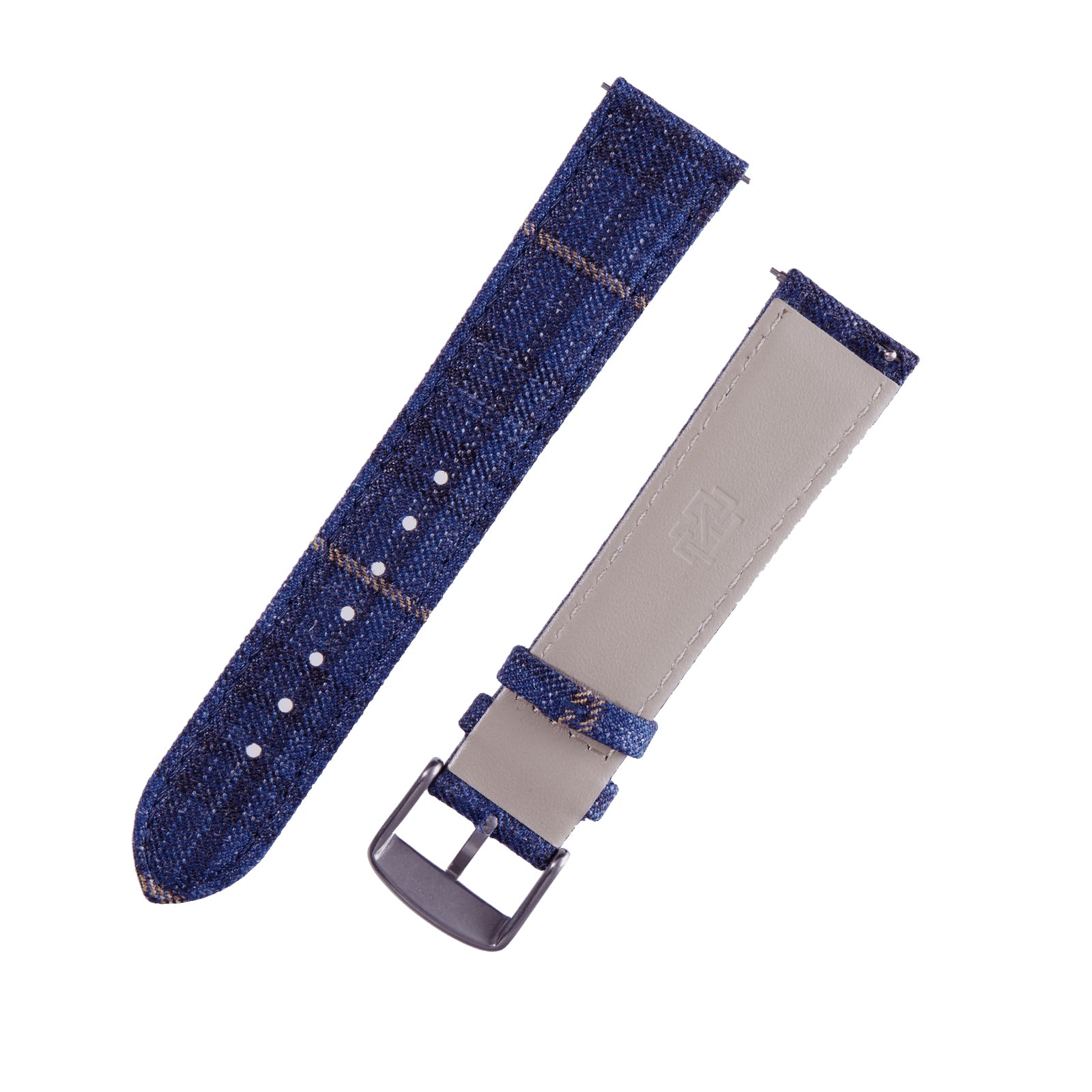 BLUE WINDOWPANE plaid WITH GOLD deco