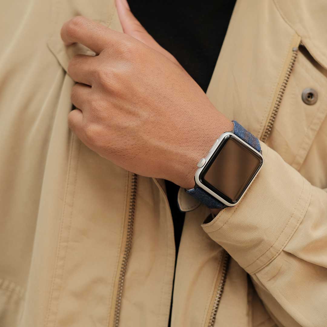 Apple Watch BRIGHT BLUE w DOUBLE BROWN WINDOWPANES