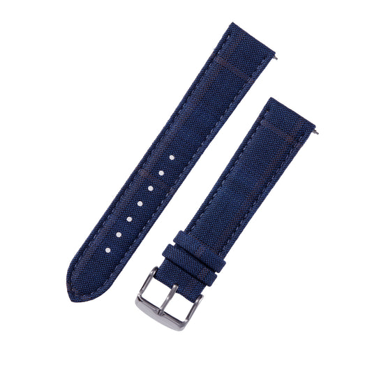 Featured image of the Dark Blue Windowpane with Brown Windowpane Deco watch band