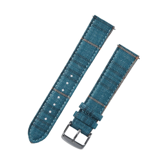 Featured image of the Teal Windowpane Plaid with Orange Deco watch band