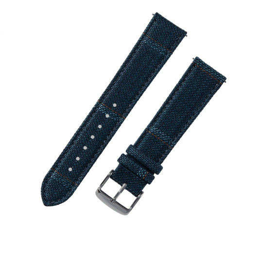 Featured image of the Teal Blue Weave Effect with Light Teal/Brown Windowpanes watch band