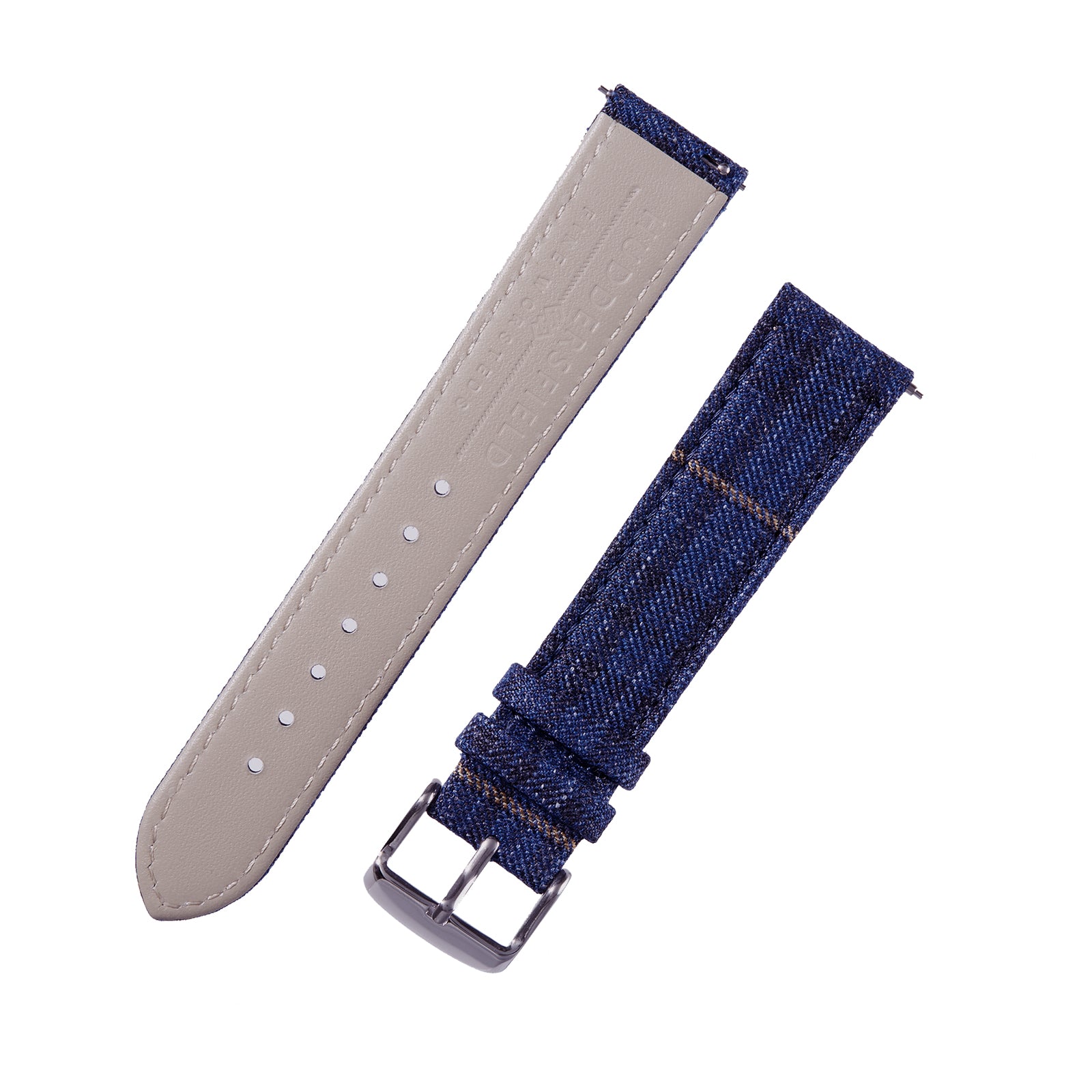 BLUE WINDOWPANE plaid WITH GOLD deco