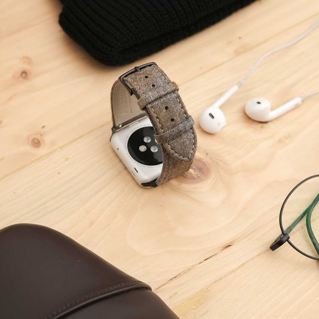 Apple Watch LIGHT BROWN w BLUE/TAN CHECK