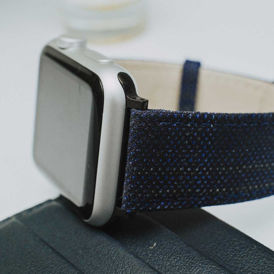 Apple Watch BLUE weave effect w GREEN/LIGHT BLUE WINDOWPANE