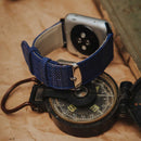 Featured image of the Apple Watch Bright Blue Weave Effect with Brown/Light Blue Windowpane band