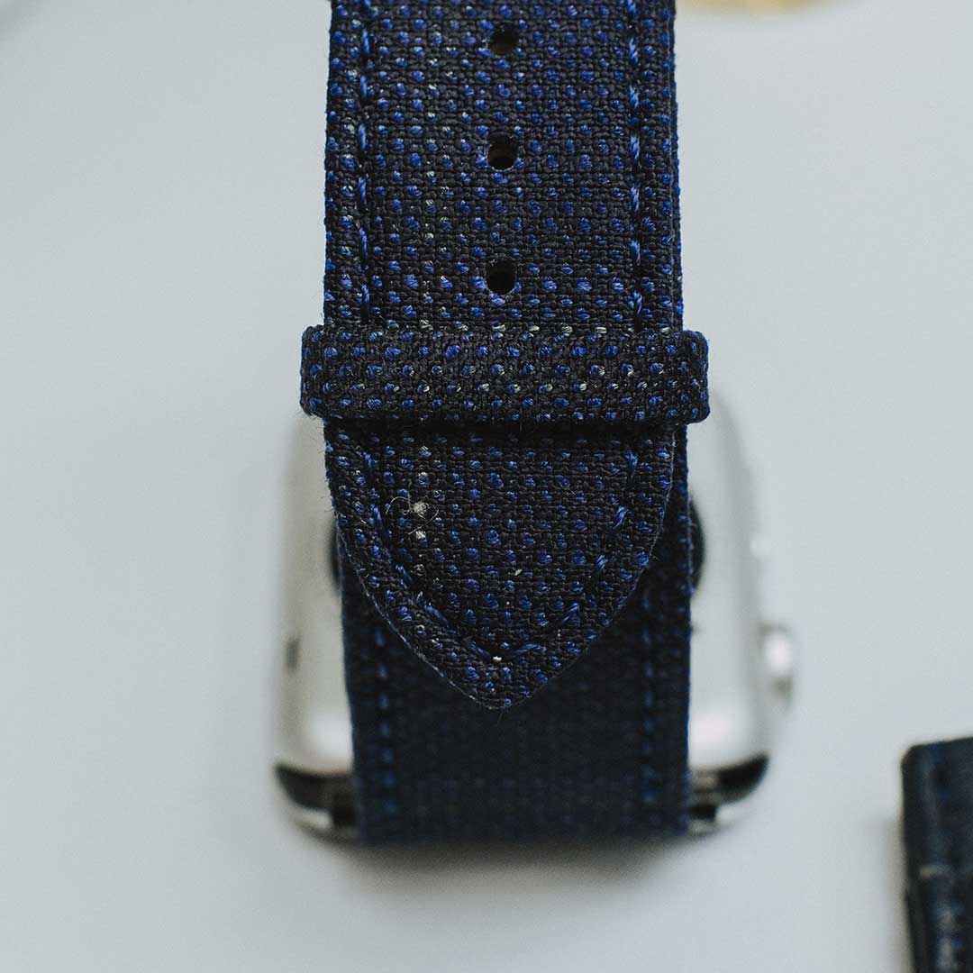 Apple Watch BLUE weave effect w GREEN/LIGHT BLUE WINDOWPANE