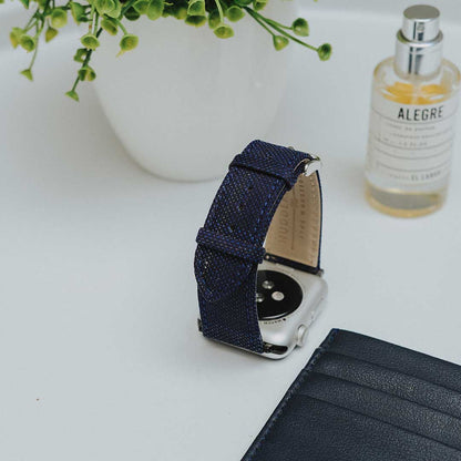 Apple Watch BLUE weave effect w GREEN/LIGHT BLUE WINDOWPANE
