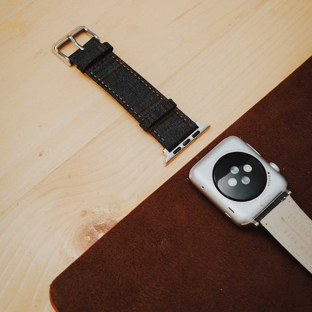 Apple Watch DARK GREY w FANCY BROWN WINDOWPANE overplaid