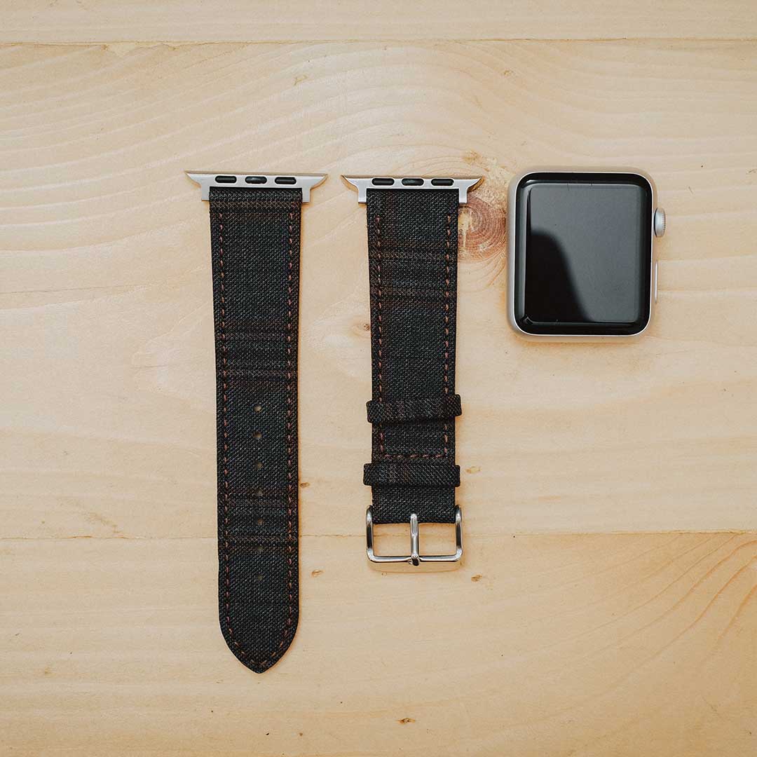 Apple Watch DARK GREY w FANCY BROWN WINDOWPANE overplaid