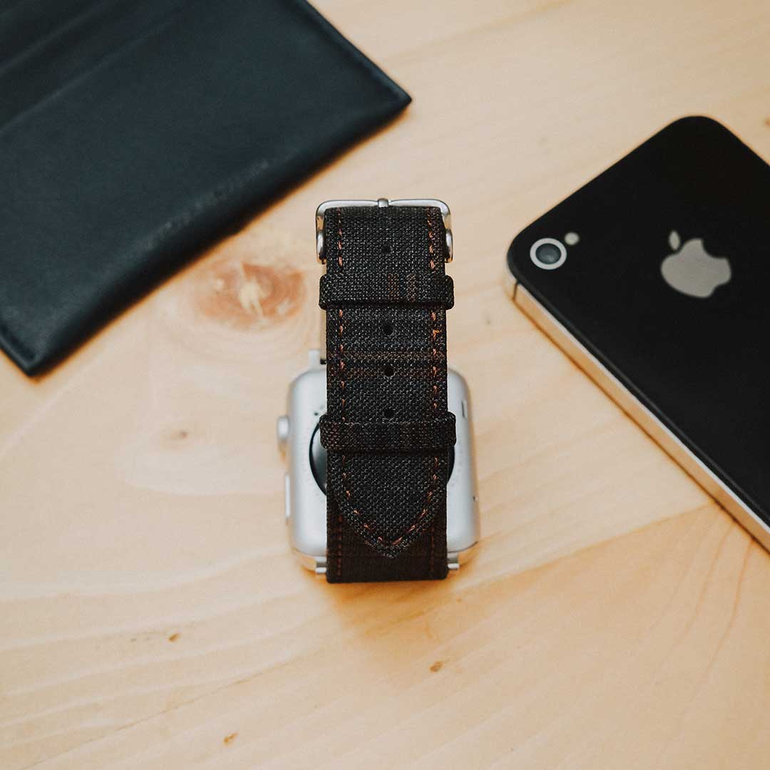 Apple Watch DARK GREY w FANCY BROWN WINDOWPANE overplaid