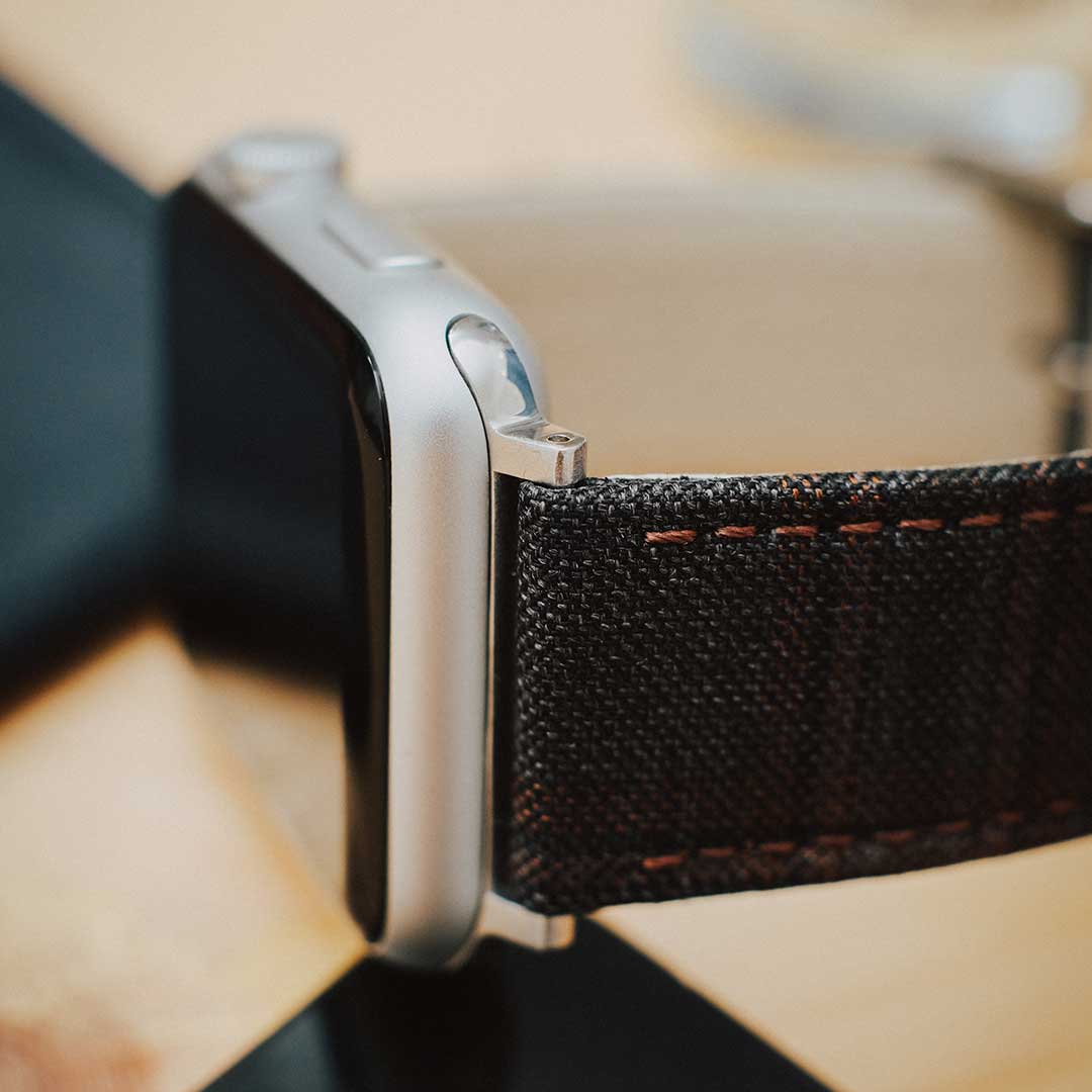 Apple Watch DARK GREY w FANCY BROWN WINDOWPANE overplaid