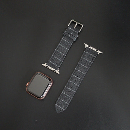 Featured image of the Apple Watch Mid Grey Narrow Chalk Stripe band