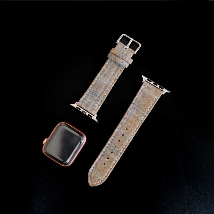Apple Watch LIGHT BROWN w BLUE/TAN CHECK