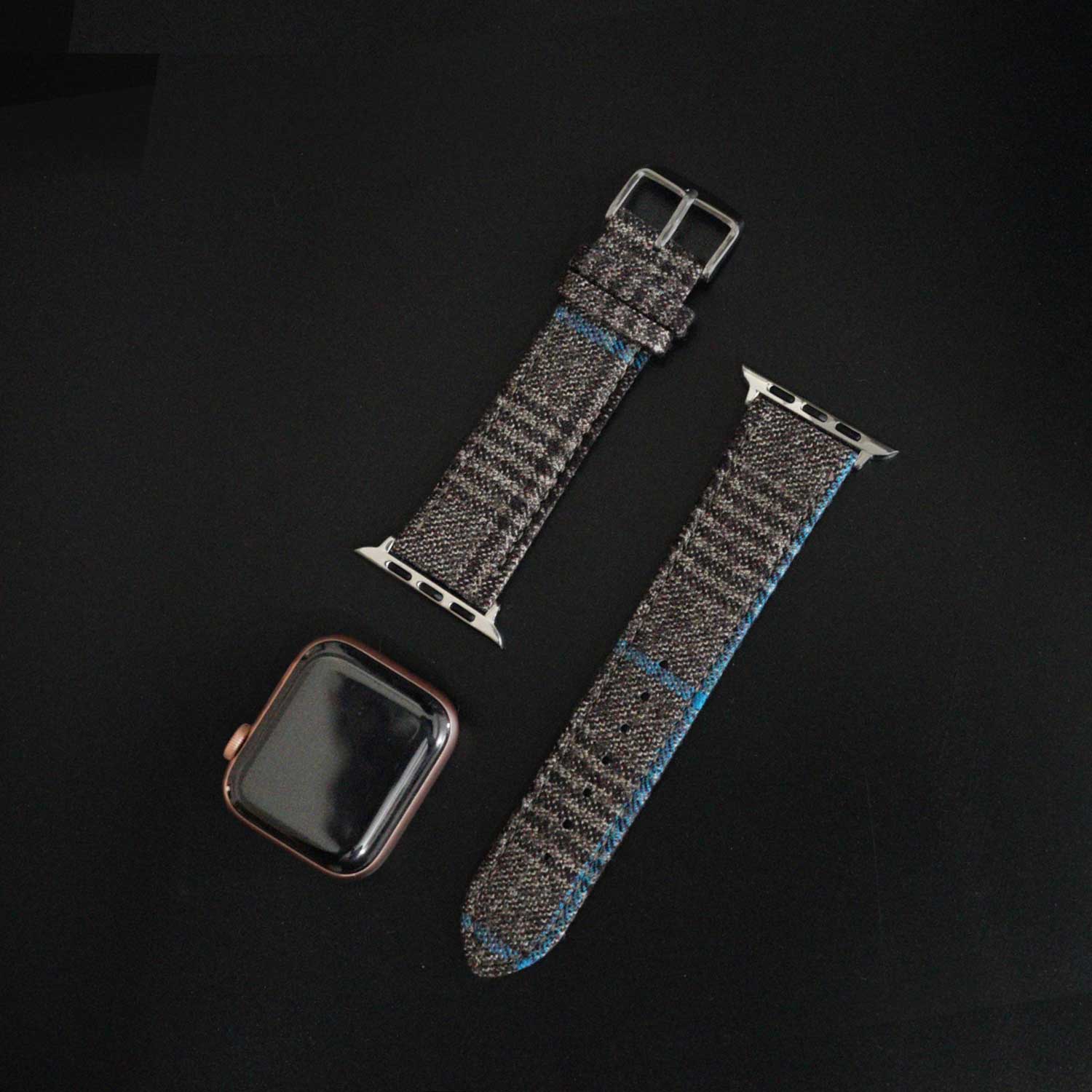 Featured image of the Apple Watch Brown/Tan Plaid with Turquoise Windowpane band