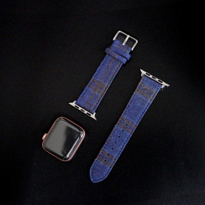 Featured image of the Apple Watch Bright Blue with Double Brown Windowpanes band